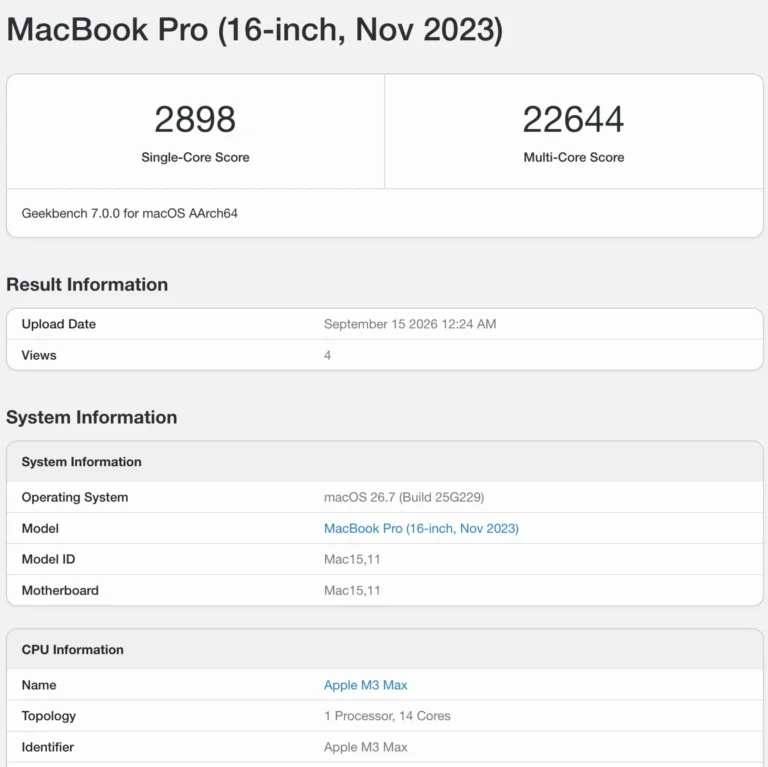 Apple M6 зрівнявся з M3 Max у новому тесті